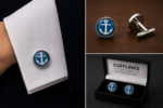 Anchor Cufflinks blue and white