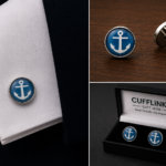 Anchor Cufflinks blue and white