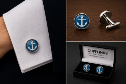 Anchor Cufflinks blue and white