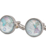 Antique Colourful World Map Cufflinks