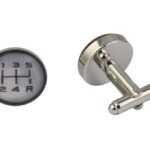 Gear Stick White Cufflinks