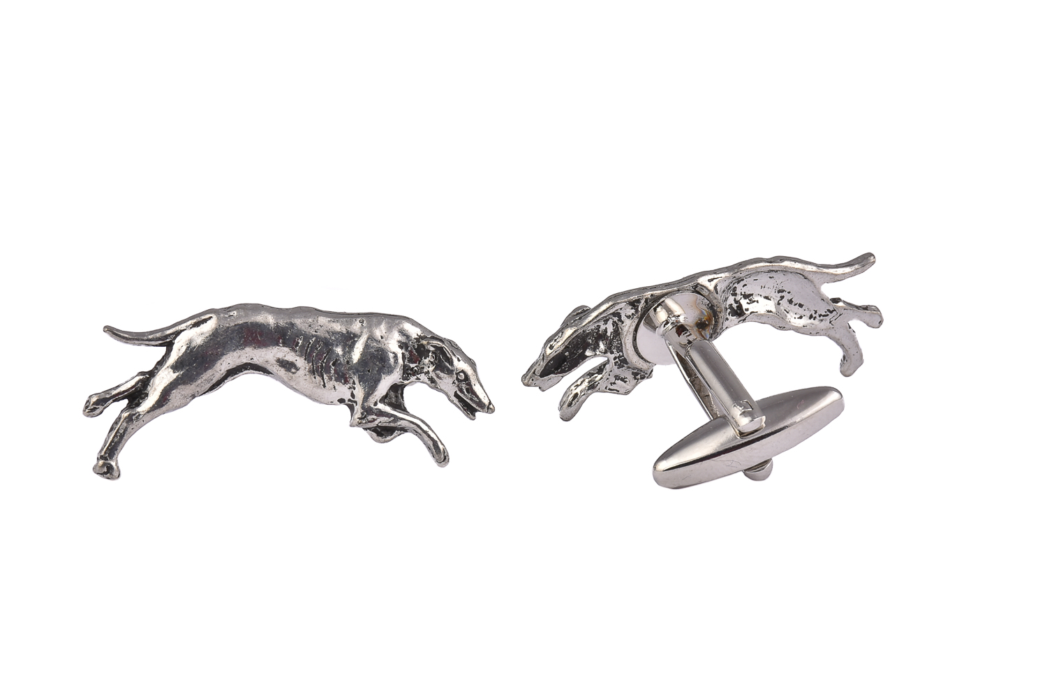 CGHC0202.jpg Greyhound Racing Pewter Cufflinks - Image 1