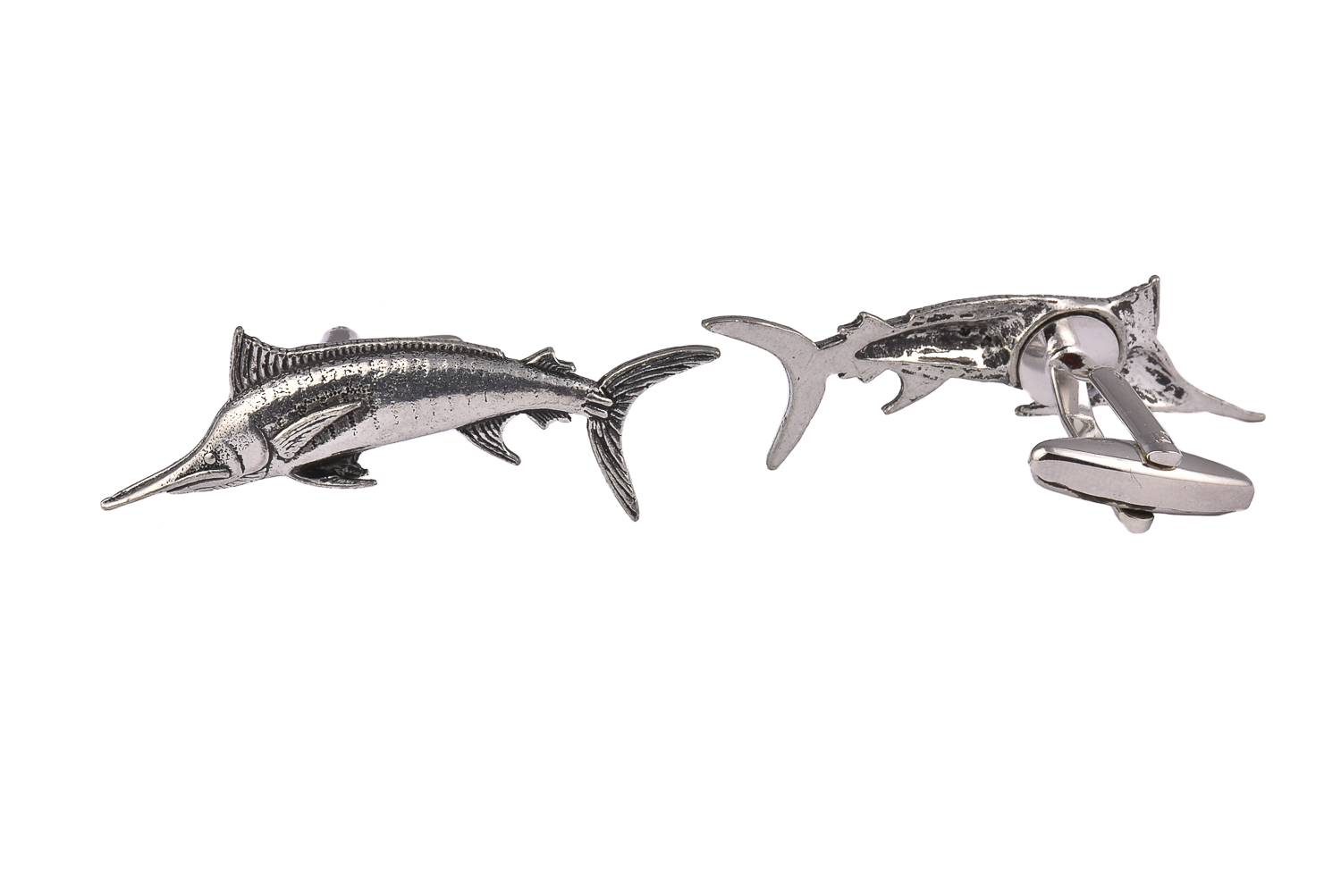 CGHC0259.jpg Fish Blue Marlin Pewter Cufflinks - Image 1