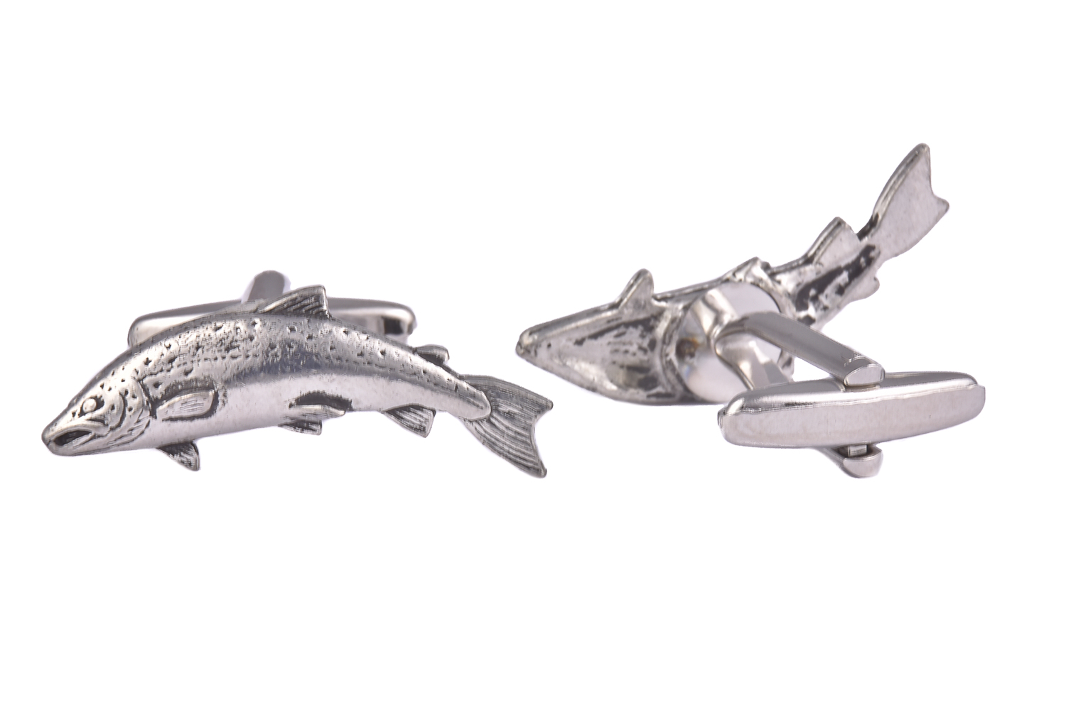 CGHC0353.jpg Fish Salmon Pewter Cufflinks - Image 1