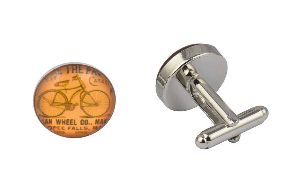 CGHC0503-Vintage-bicycle-1.jpg Vintage Bicycle Orange Cufflinks - Image 1