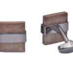 Wood Silver Bar Cufflinks
