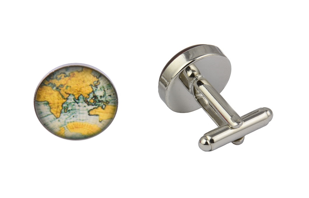 CGHC0523-World-Map-Orange.jpg World Map Orange Cufflinks - Image 1