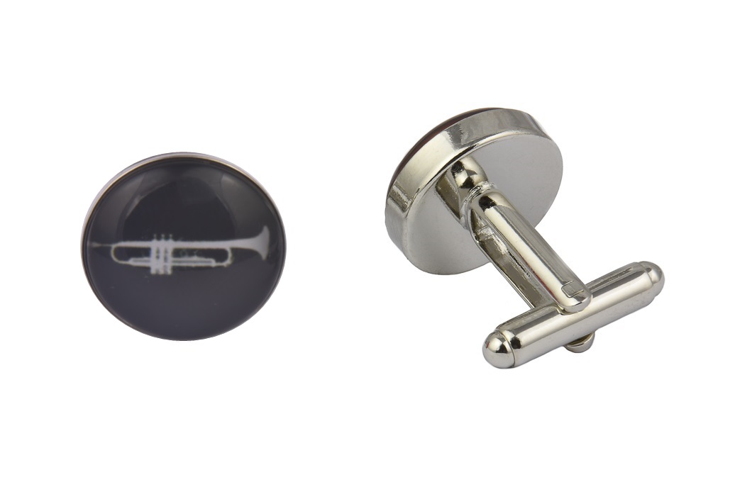 CGHC0545-Trumpet-Black.jpg Trumpet Black Cufflinks - Image 1