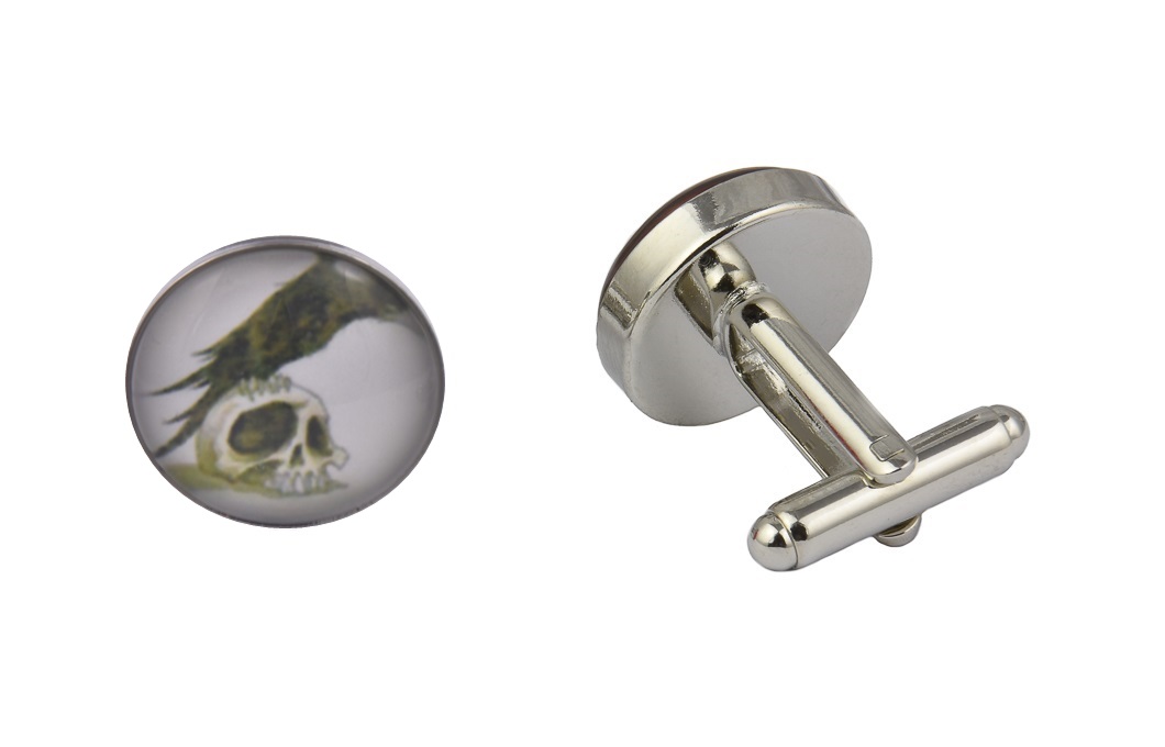 CGHC0553-Skull-Raven-Art.jpg Skull & Raven Art Cufflinks - Image 1