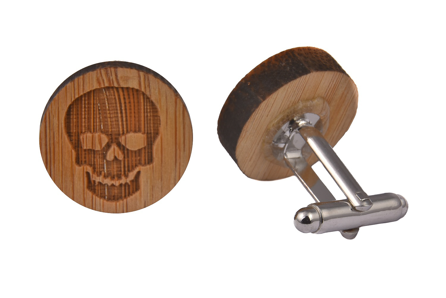 CGHC0593.jpg Wooden Cufflinks - Skull - Image 1