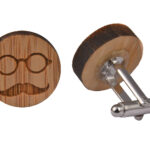Wooden Cufflinks - Moustache and Glasses