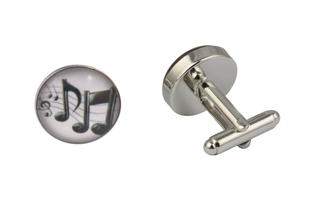 CGHC0664-Musical-Notes-White.jpg Musical Notes White Cufflinks - Image 1