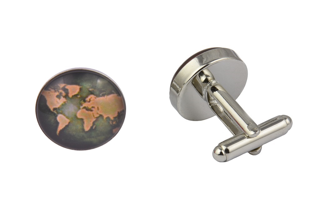 CGHC0694-World-Map-Brown.jpg World Map Brown Cufflinks - Image 1