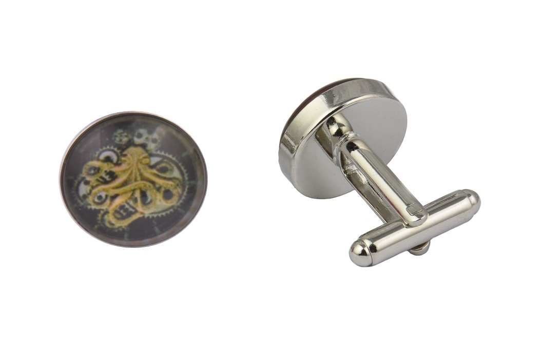 CGHC0730-Steampunk-Octopus-Black-Brown.jpg Steampunk Octopus Cufflinks - Image 1