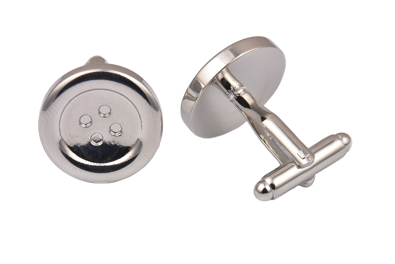 CGHC1129-1.jpg Silver Button Cufflinks - Image 1