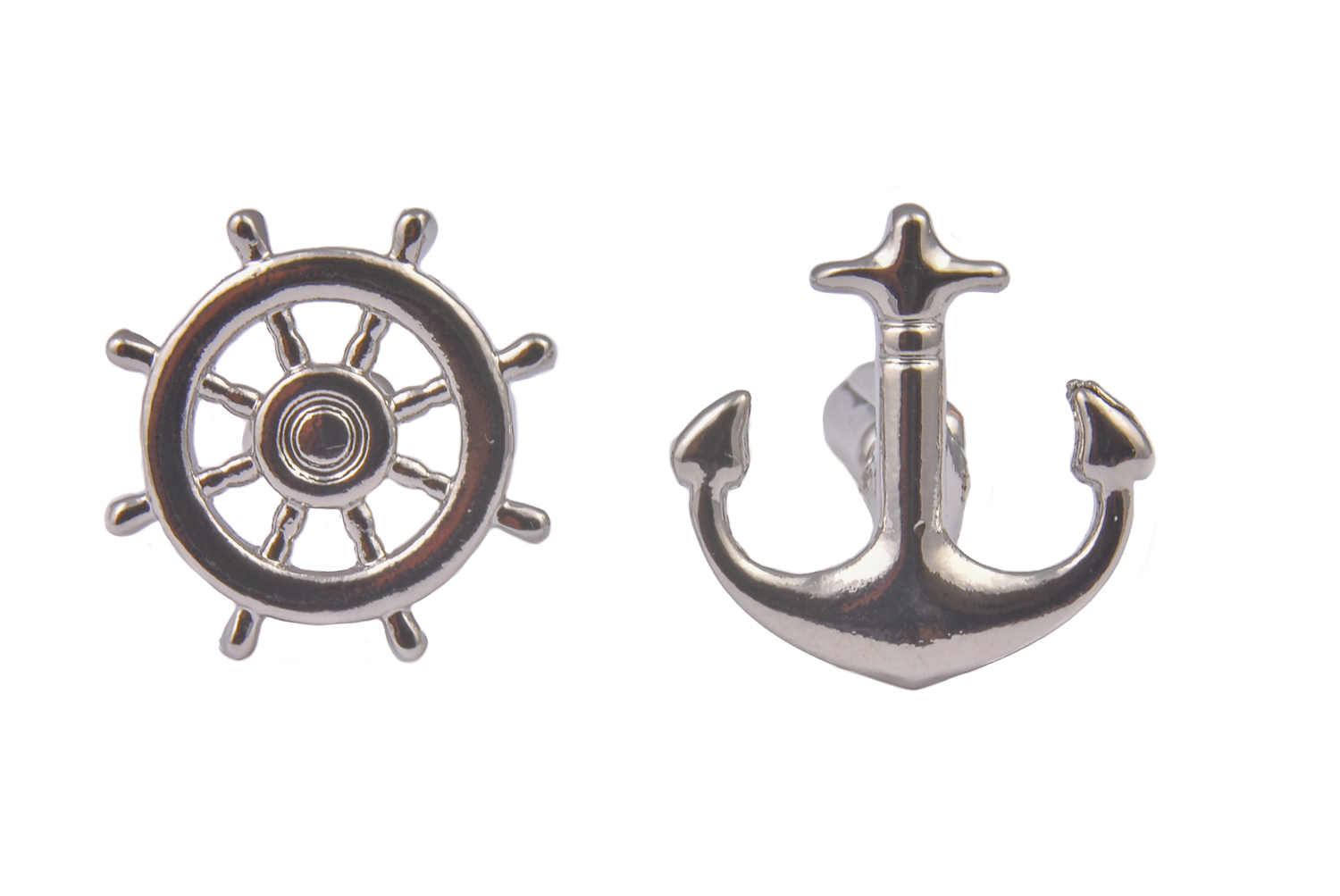 CGHC1132-1.jpg Silver Anchor and Wheel Cufflinks - Image 1