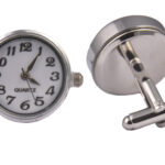 White Real Working Quartz Clock Cufflinks