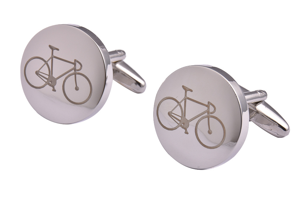 CGHC1517-1.jpg Silver Bicycle Cufflinks - Image 1