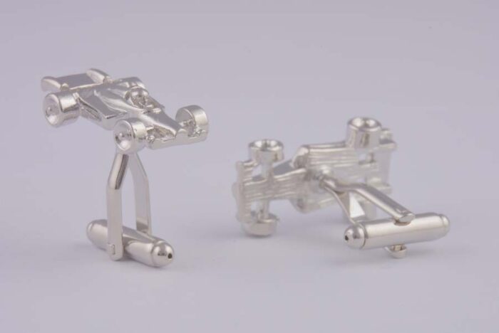 Silver Racing Car Cufflinks - Image 2