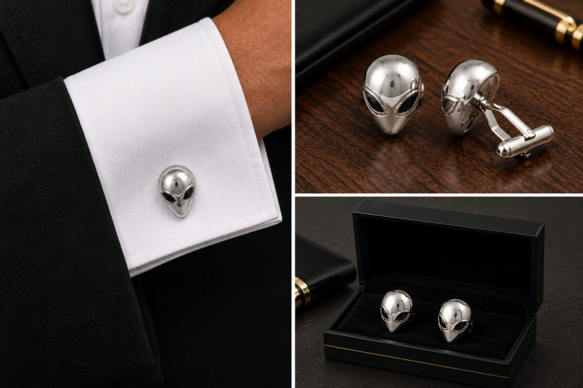Silver Alien cufflinks