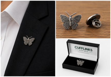 Silver Butterfly Lapel Pin Badge