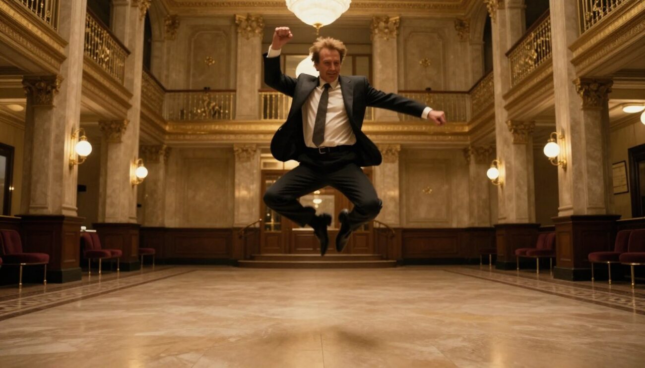 Christopher Walken dancing in hotel lobby from Fatboy Slim Weapon of Choice music video