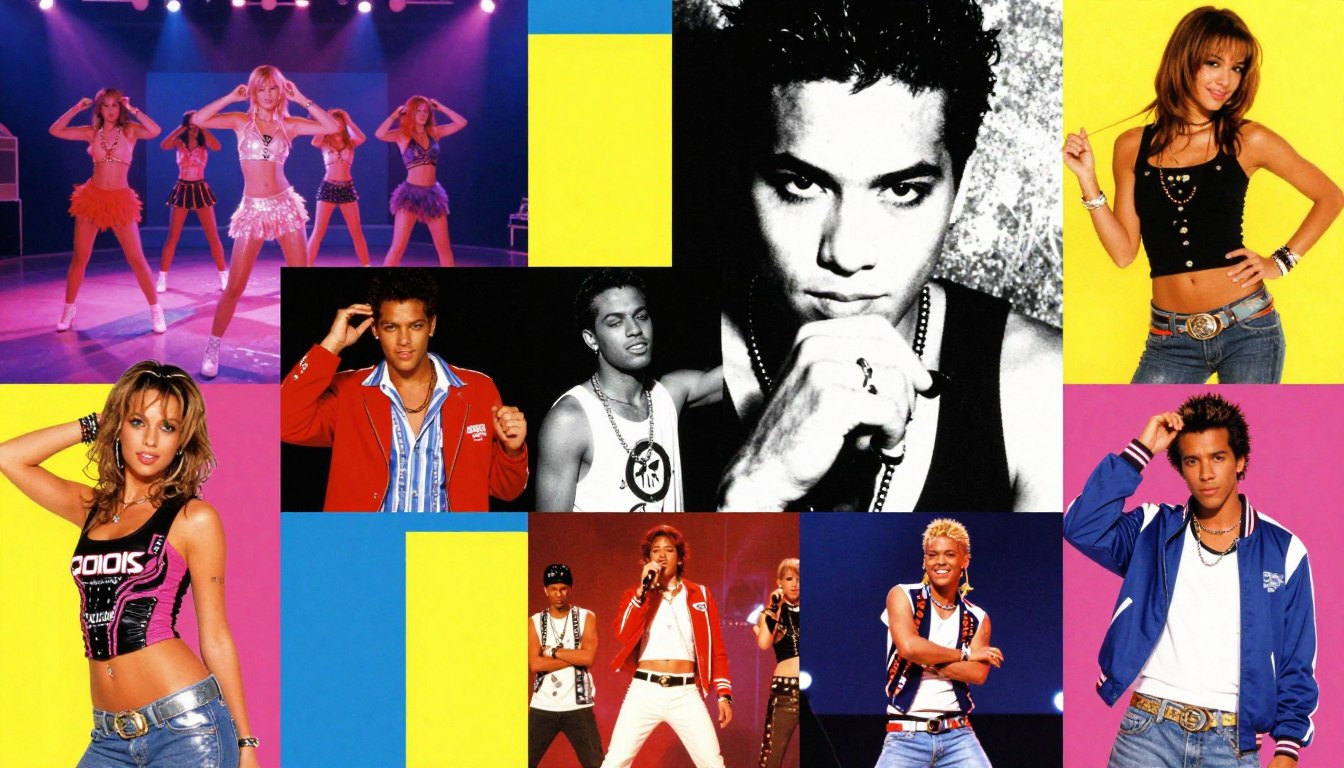 Collage of iconic music videos from the 2000s era showing influential artists and memorable visual moments