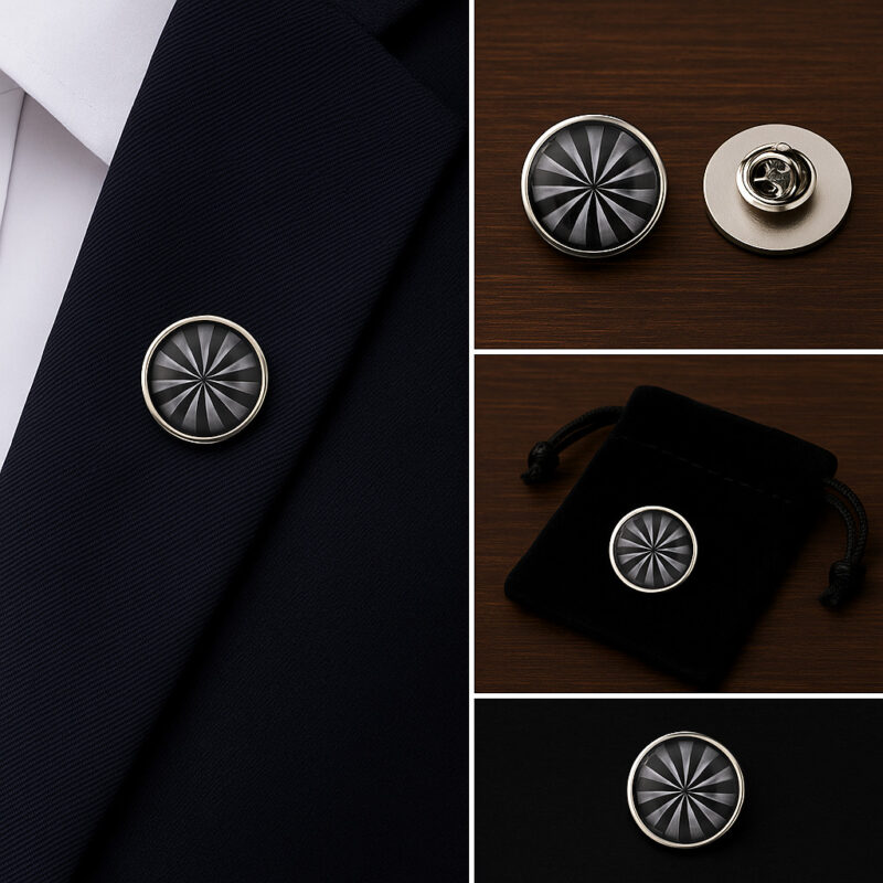 Grey Swirl Lapel Pin Badge