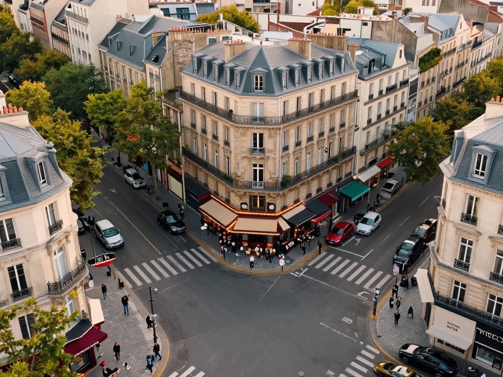 Overhead view of the Paris intersection where Kylie Minogue's Come Into My World was filmed