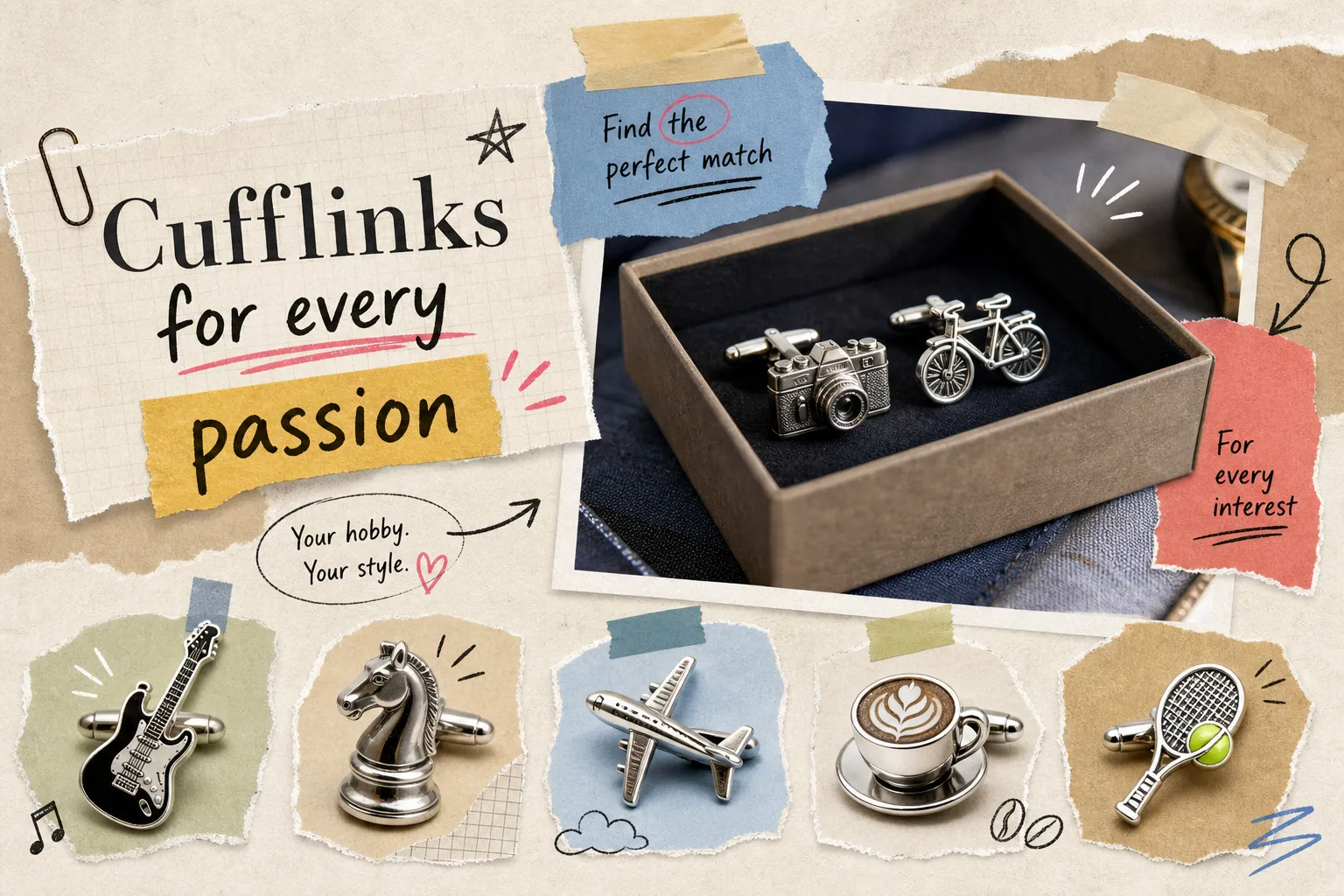 where can i find cufflinks based on hobbies