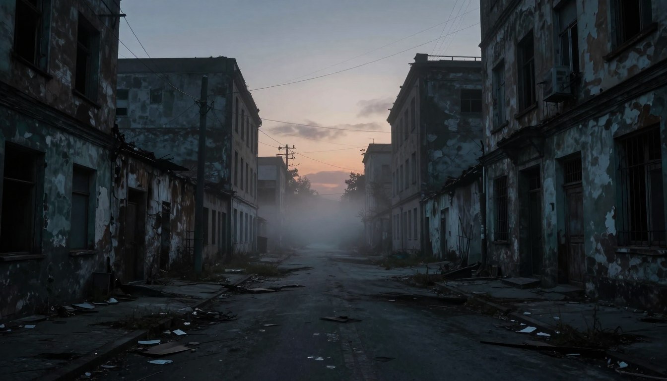 Scariest cities to visit in the world showing dark abandoned street at twilight