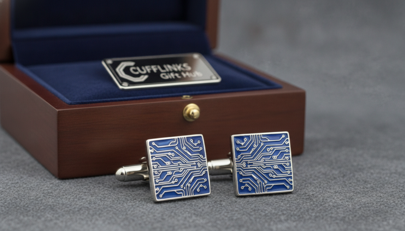 blue cufflinks