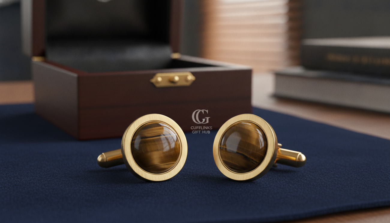 designer tiger eye cufflinks