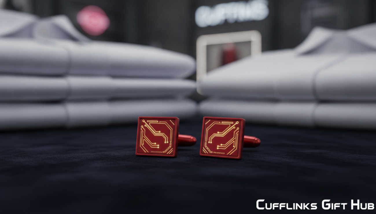 elegant design of red cufflinks