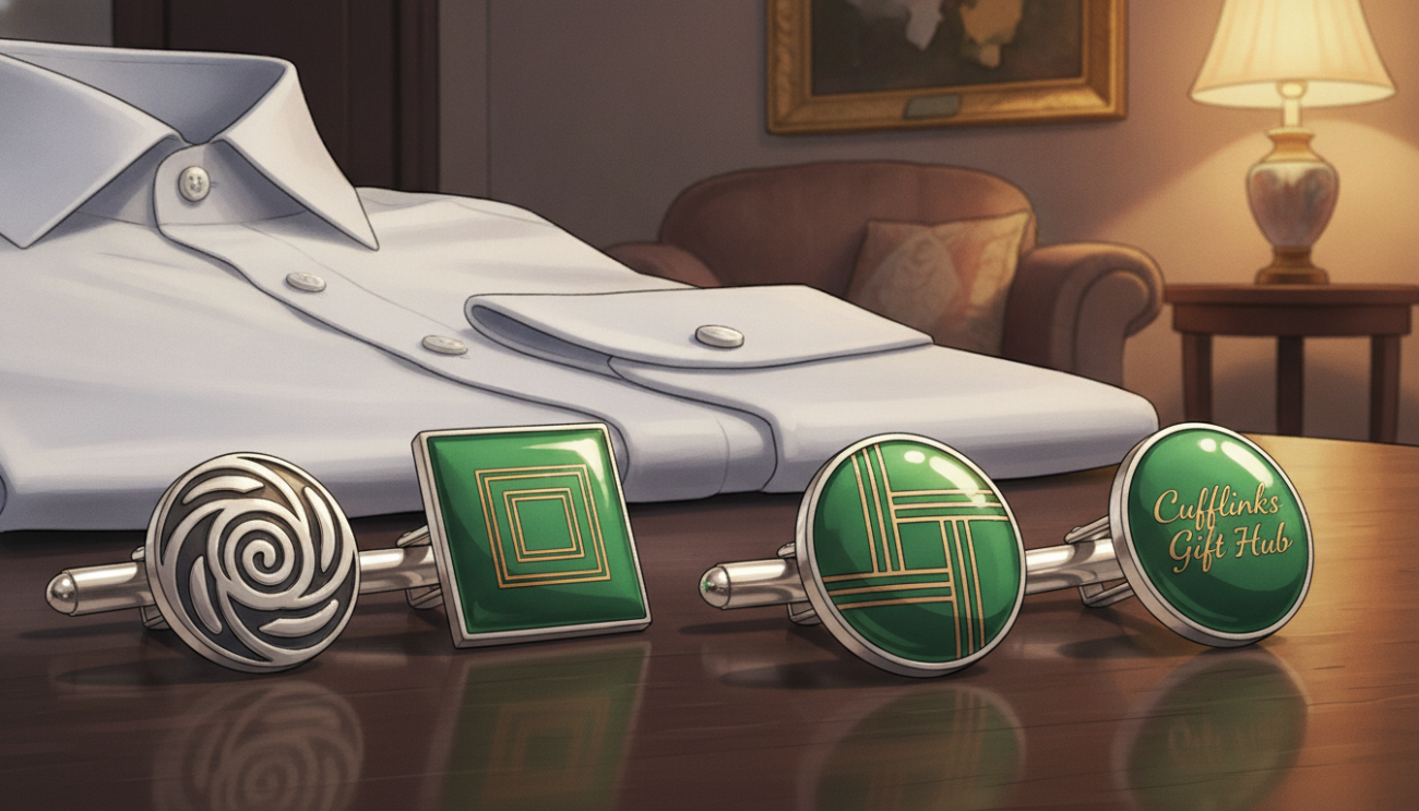 green cufflinks