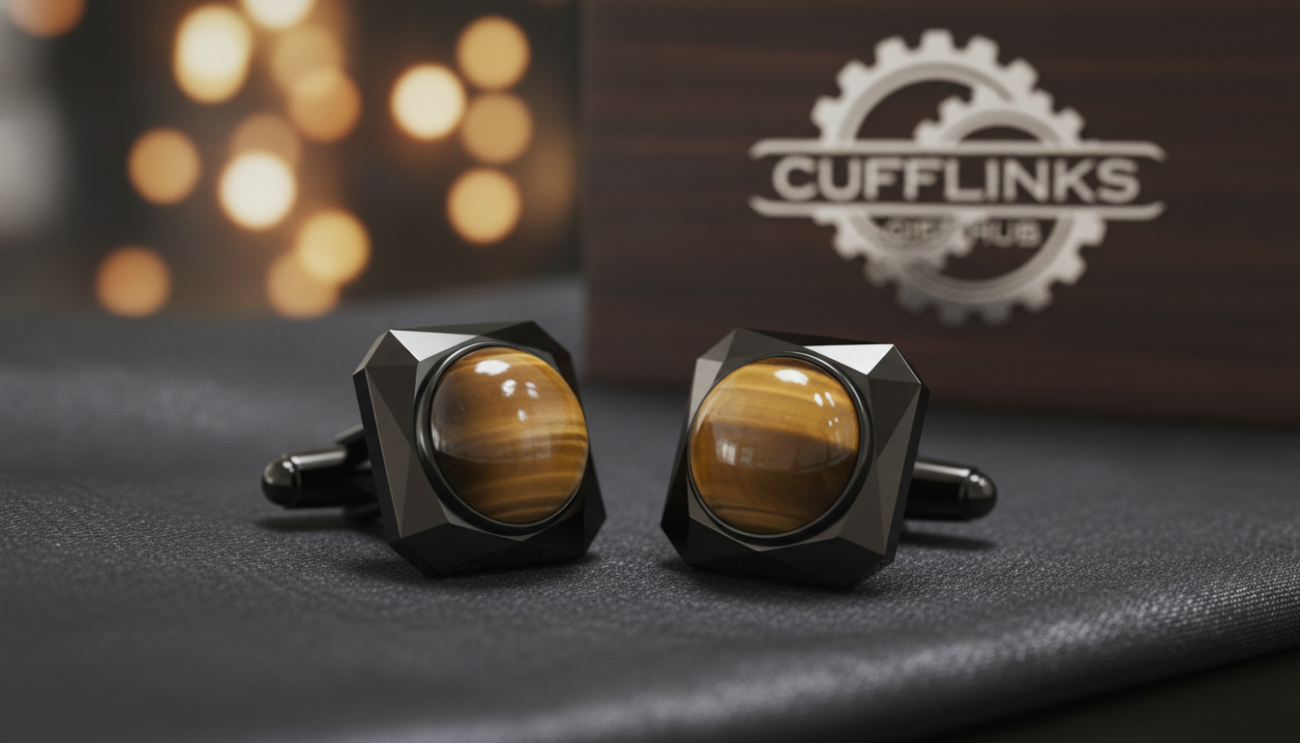 handmade tiger eye cufflinks