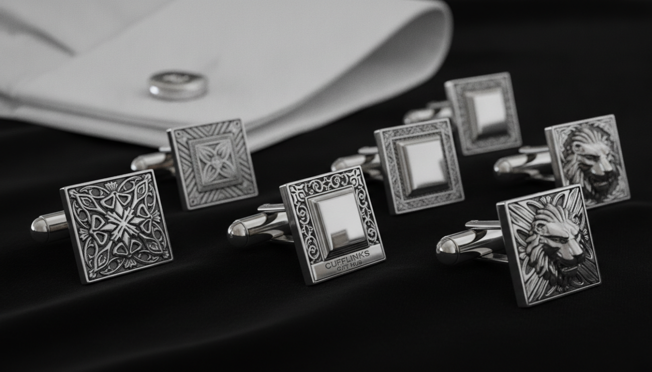 men's silver cuff links