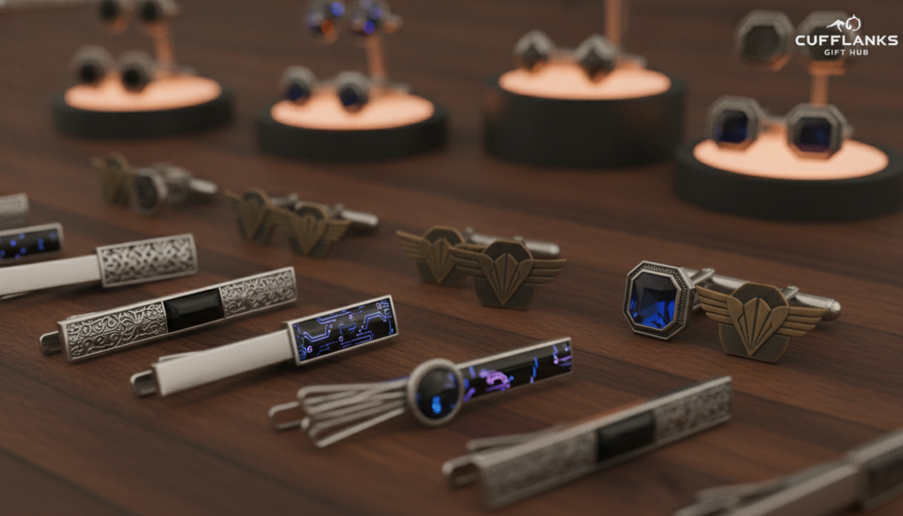 tie clips and cufflinks