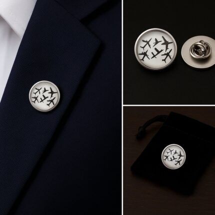 Aeroplane Silhouette Lapel Pin Badge