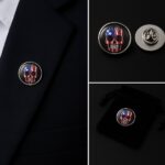 American Skull Lapel Pin Badge