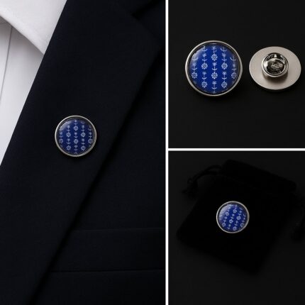 Anchor And Wheel Pattern Lapel Pin Badge