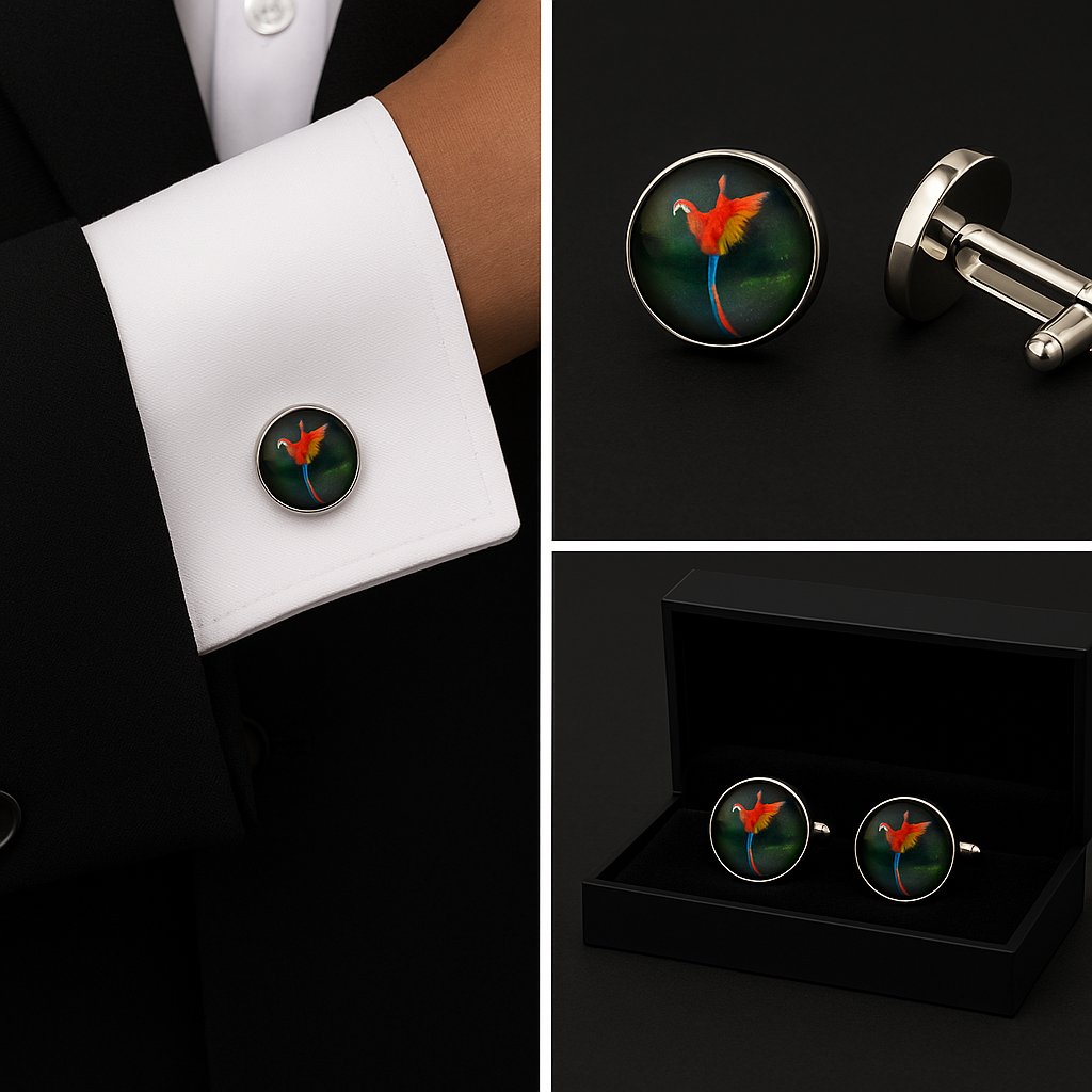 Bird Macaw Cufflinks Bird Macaw Cufflinks