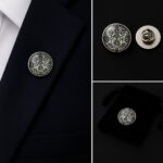 Black And White Crest Lapel Pin Badge