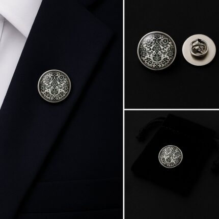 Black And White Crest Lapel Pin Badge