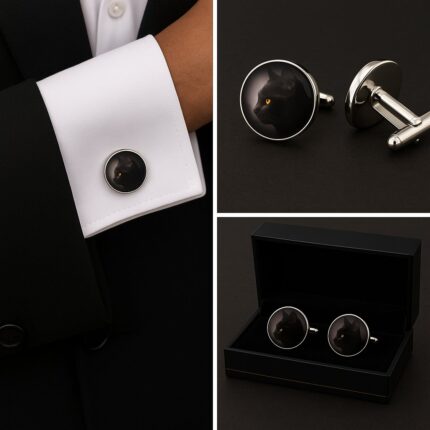 Black Cat Side Cufflinks