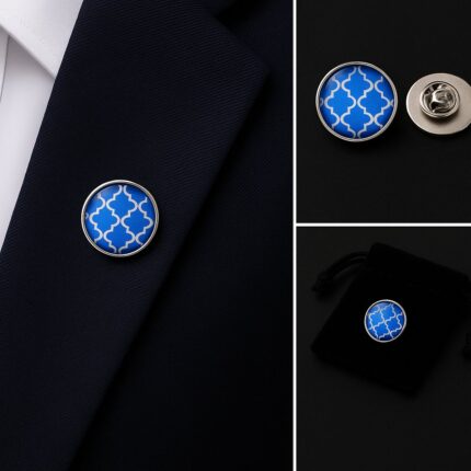 Blue And White Crests Lapel Pin Badge