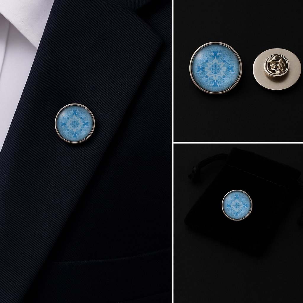 Blue Mandala Lapel Pin Badge Blue Mandala Lapel Pin Badge