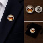Butterfly Orange Lapel Pin Badge