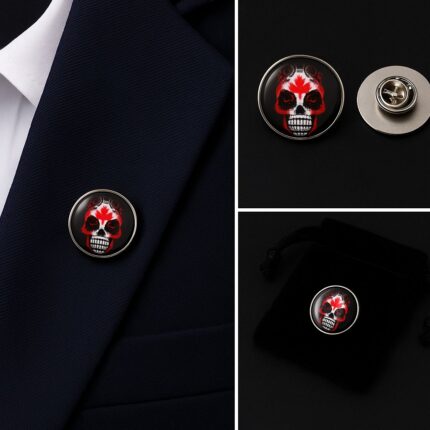Canadian Skull Lapel Pin Badge