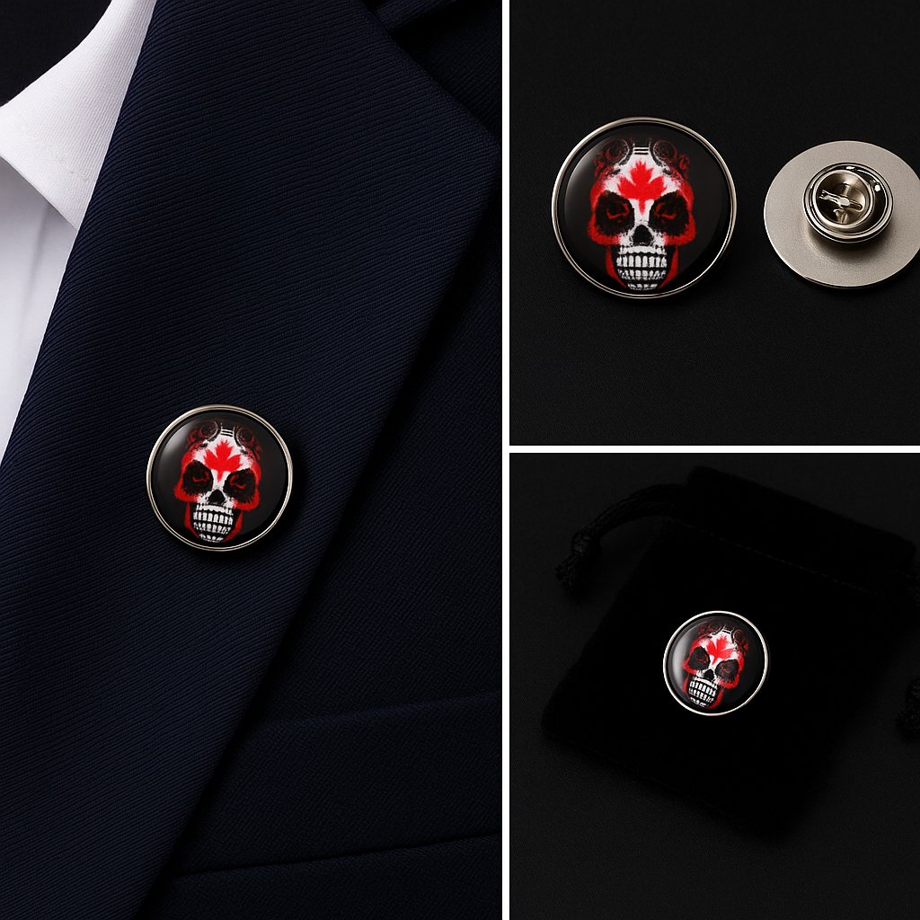 Canadian Skull Lapel Pin Badge Canadian Skull Lapel Pin Badge